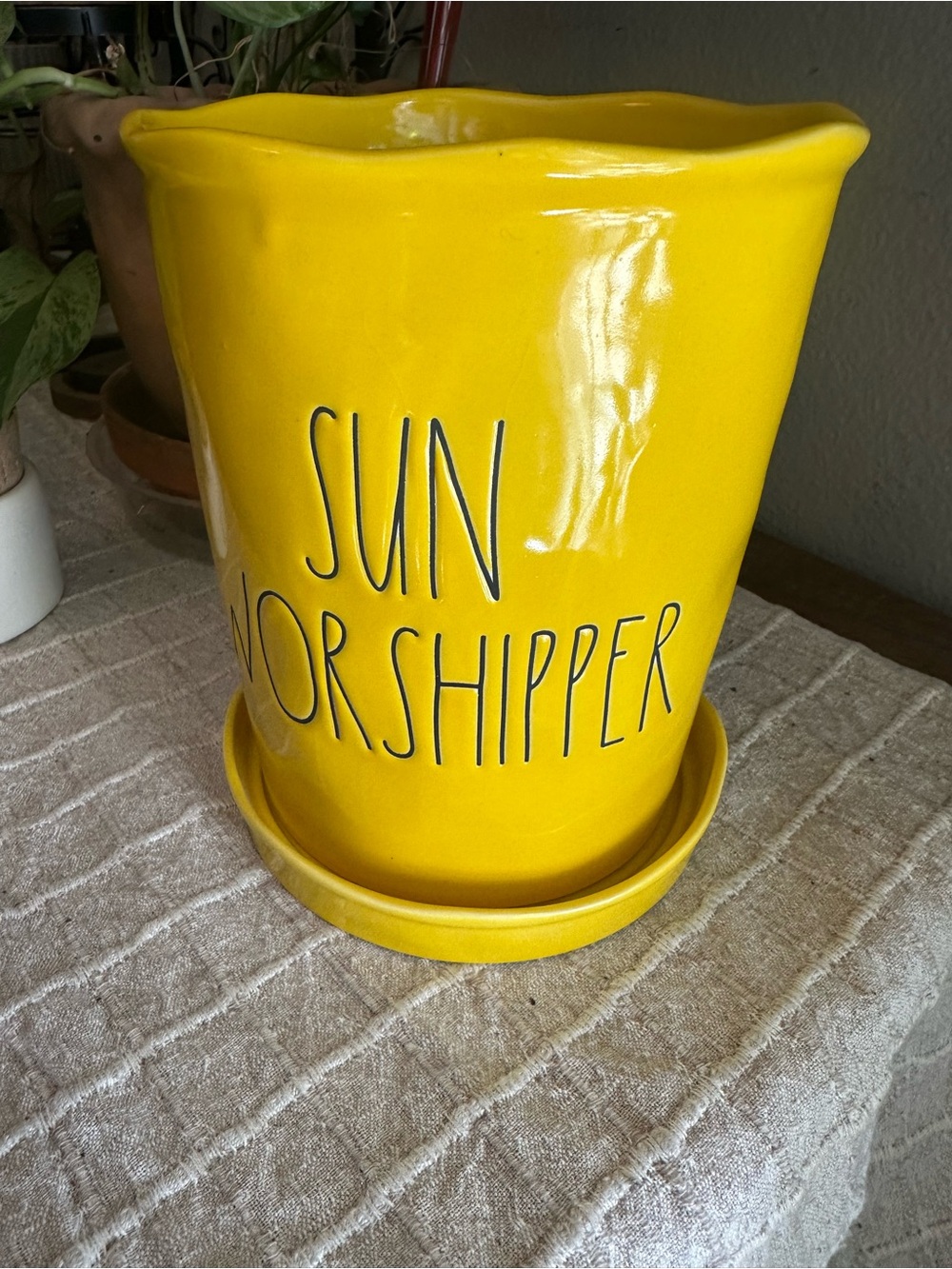 Rae Dunn Yellow "SUN WORSHIPPER" Planter